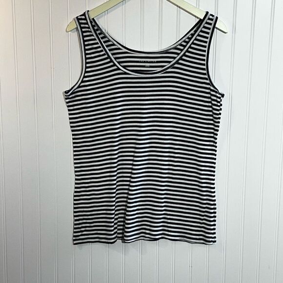 The Limited Stripped Ribbed Tank Top Womens XXLarge White Blue Made In Cambodia - Picture 1 of 9